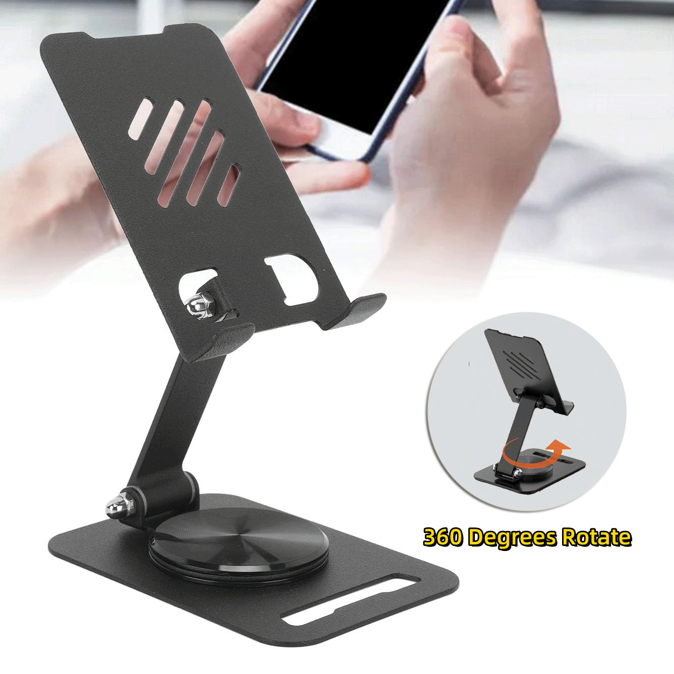 360 Degrees Rotate Metal Desk Mobile Phone Holder Stand For Phone iPad Adjustable Desktop Tablet Holder. Table Cell Phone Stand